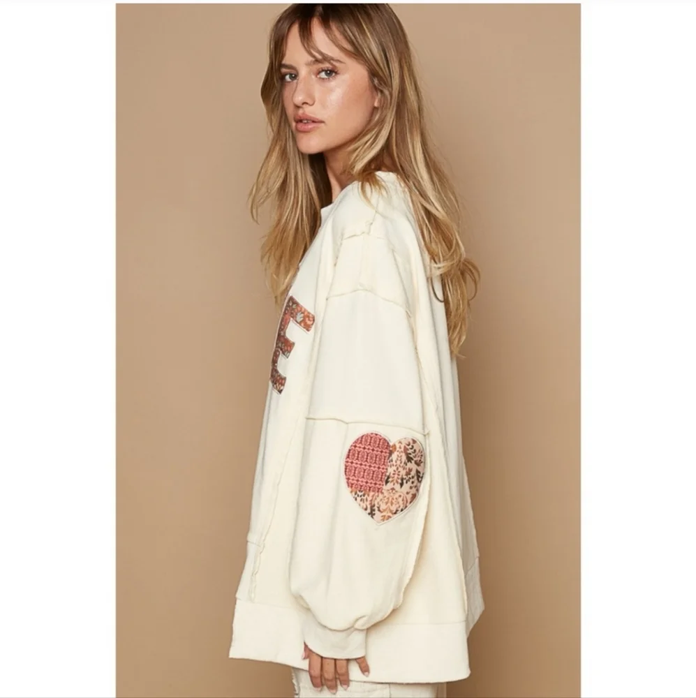 POL Cream 'LOVE' Patchwork Sweatshirt - Picture 3 of 6